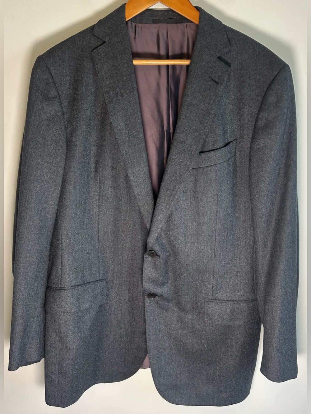 Ermenegildo Zegna Harry Rosen Mens Blazer Sport Jacket 44R US Dark Charcoal Wool